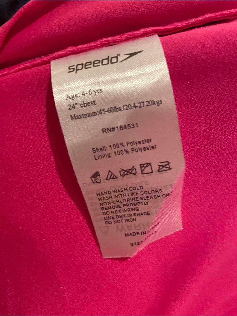 Speedo Kids Pink & Purple Neoprene Swim Vest with Teal Trim Age 4-6